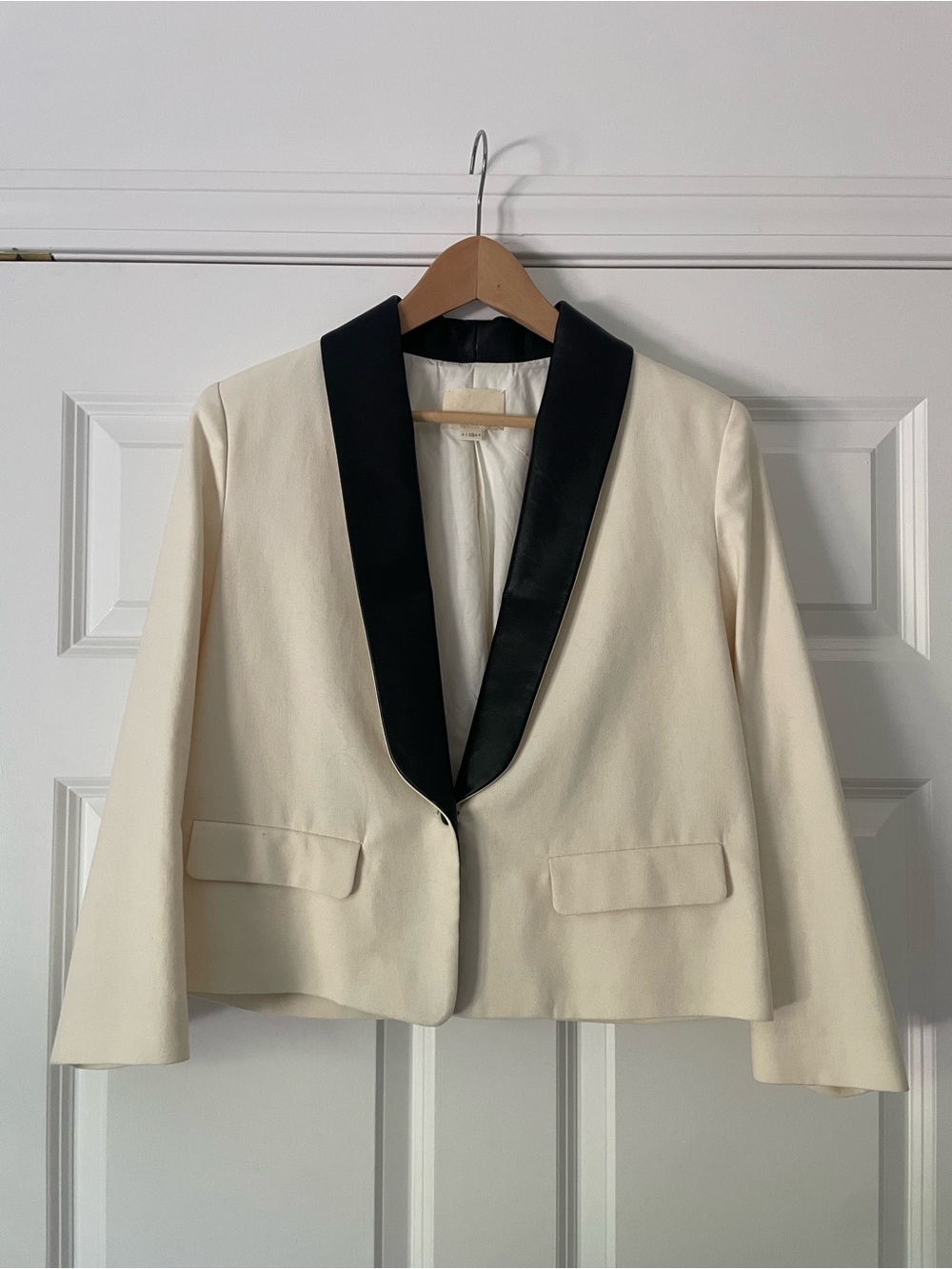 Band of Outsiders leather trim Cropped Blazer